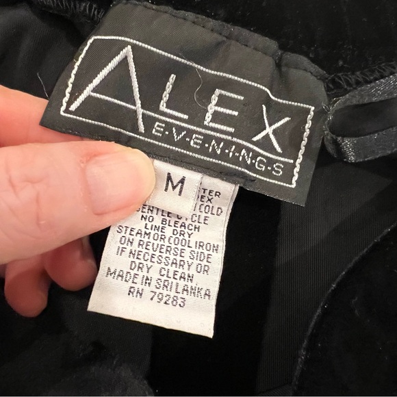 Vintage Black Velvet Alex Evenings 3 Piece Set Size M/L Blazer Tank Pants Y2K - Picture 9 of 16